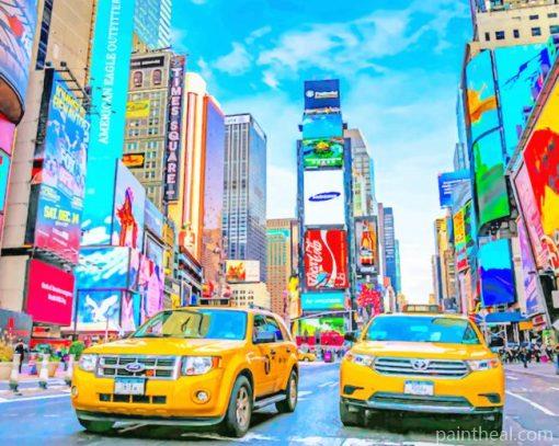 New York Times Square Taxi Painting By Numbers Kits