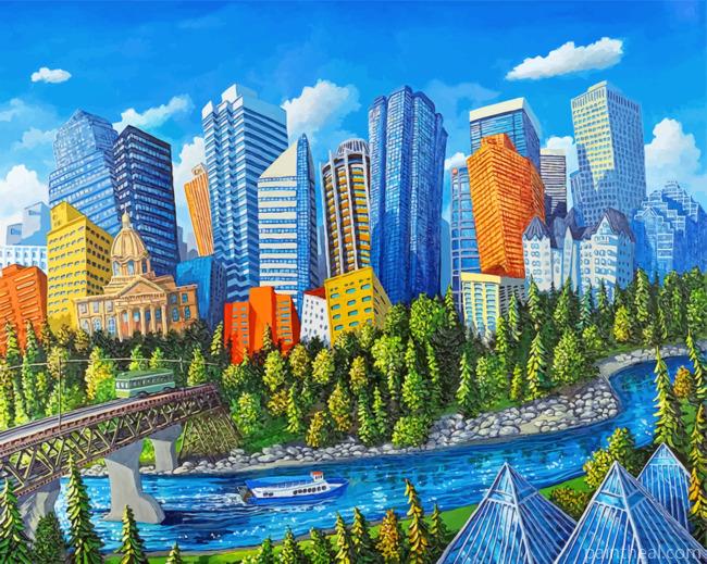 Edmonton Skyline Painting By Numbers Kits