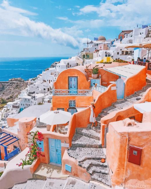 Greece Santorini Painting By Numbers Kits