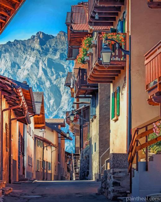 Valais Canton Street Painting By Numbers Kits