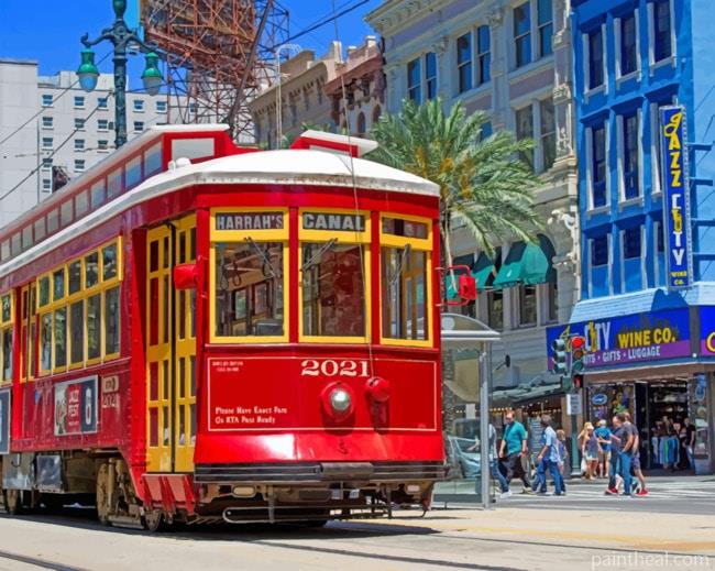Red Tram In New Orleans Painting By Numbers Kits