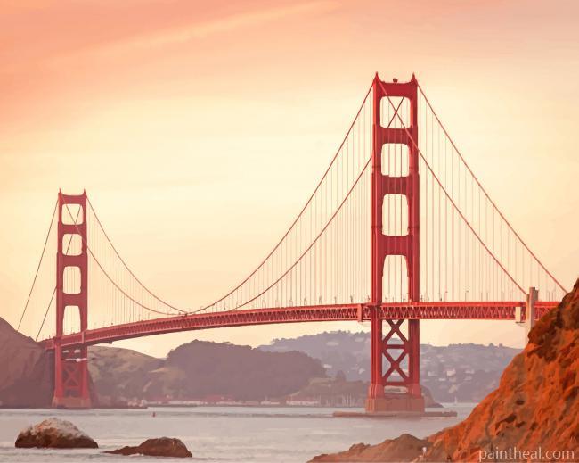 California Golden Gate At Sunrise Painting By Numbers Kits