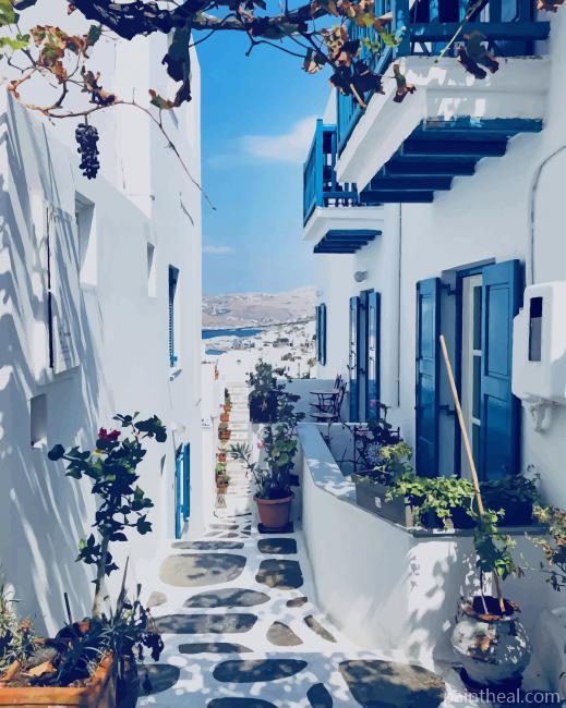 Greece Island Painting By Numbers Kits