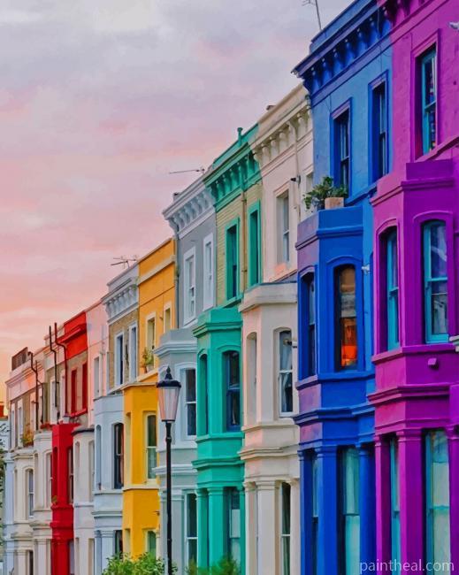Rainbow Buildings Painting By Numbers Kits