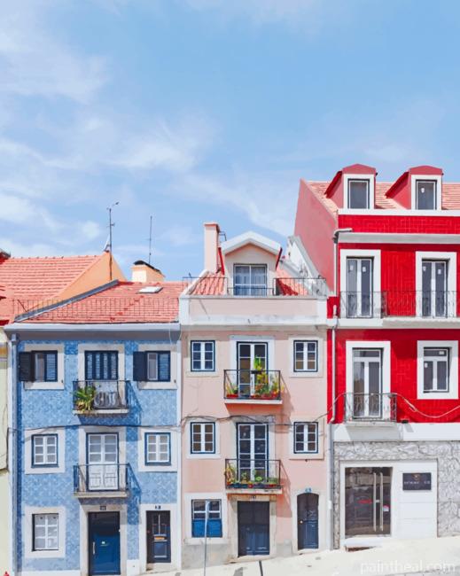 Colorful Houses Portugal Painting By Numbers Kits