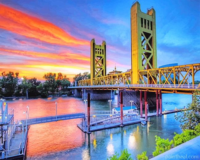 California Sacramento Tower Bridge Painting By Numbers Kits