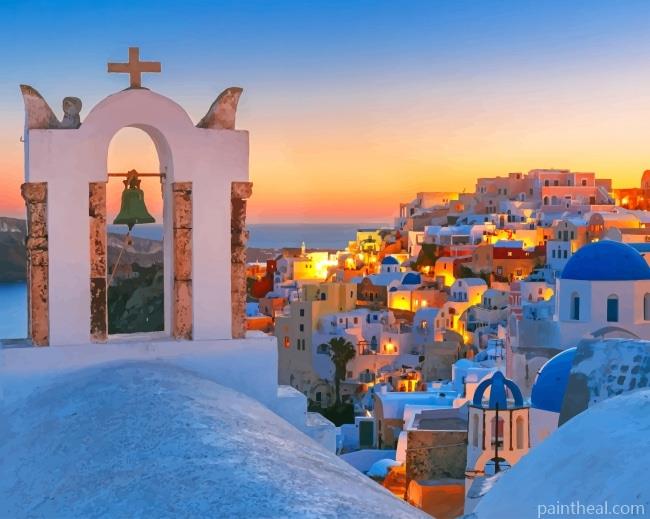 Santorini Chruch Painting By Numbers Kits