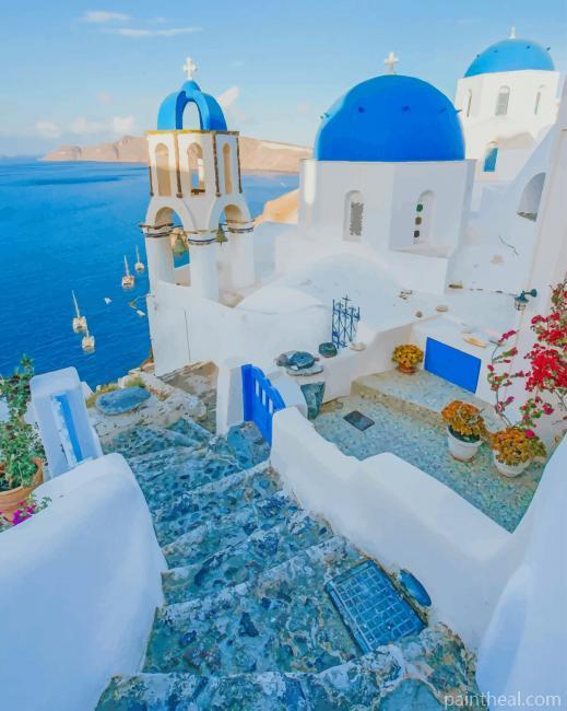 Holiday In Greece Painting By Numbers Kits