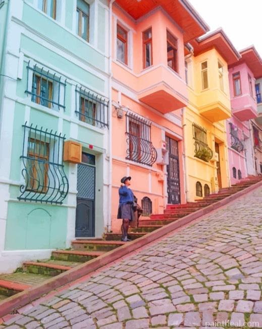 Colorful Buildings Istanbul Turkey Painting By Numbers Kits