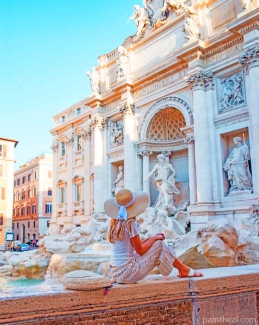 Girl In Trevi Fountain Italy Painting By Numbers Kits