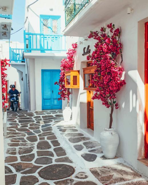 Greece Cobblestone Streets Painting By Numbers Kits