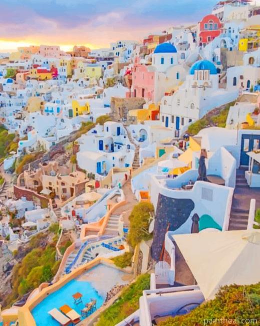 Santorini Island Painting By Numbers Kits