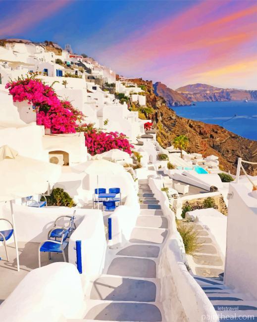 Santorini Sunset Painting By Numbers Kits