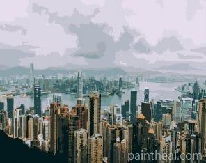 Hong Kong Skyline – 5D Diamond Painting Painting By Numbers Kits