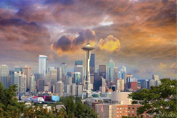 Seattle Skyline Painting By Numbers Kits