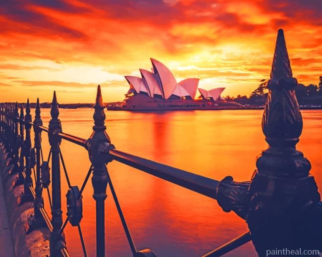 Sunset Over Opera House Painting By Numbers Kits