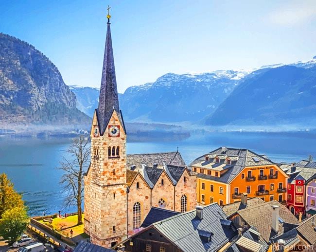 Hallstatt Town In Austria Painting By Numbers Kits