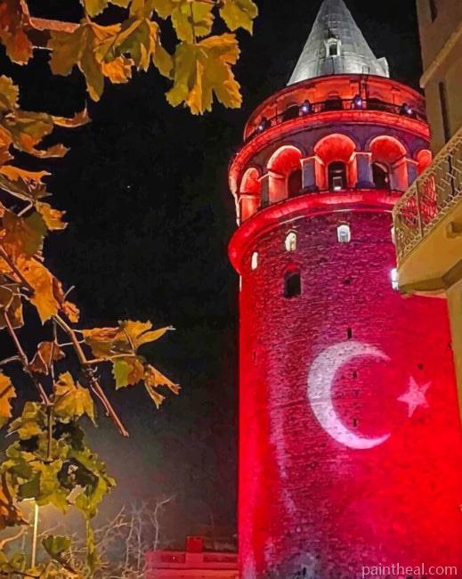Galata Tower At Night Painting By Numbers Kits