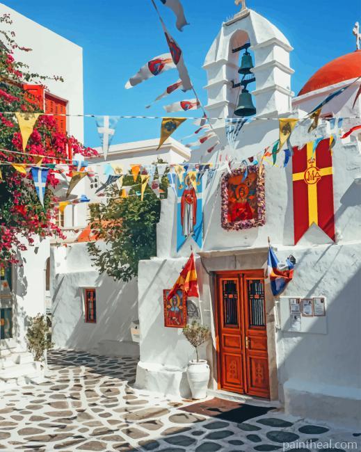 Greece Mykonos Painting By Numbers Kits