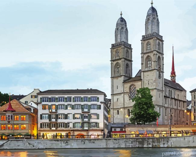 Grossmunster Zurich Painting By Numbers Kits