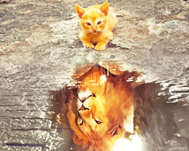 Cat Water Reflection Painting By Numbers Kits