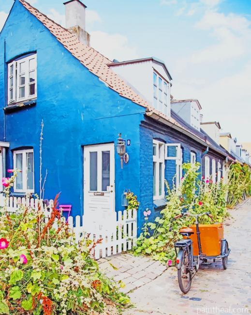 Aarhus Blue House Painting By Numbers Kits
