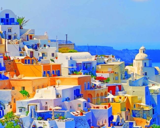 Santorini Buildings Painting By Numbers Kits