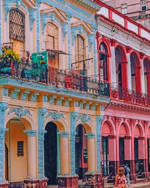 Colorful Buildings Cuba Painting By Numbers Kits