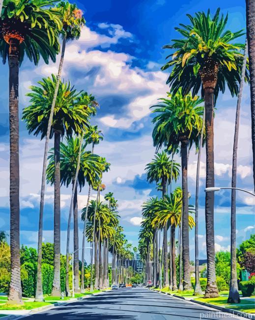 Palm Trees Street Beverly Hills Painting By Numbers Kits