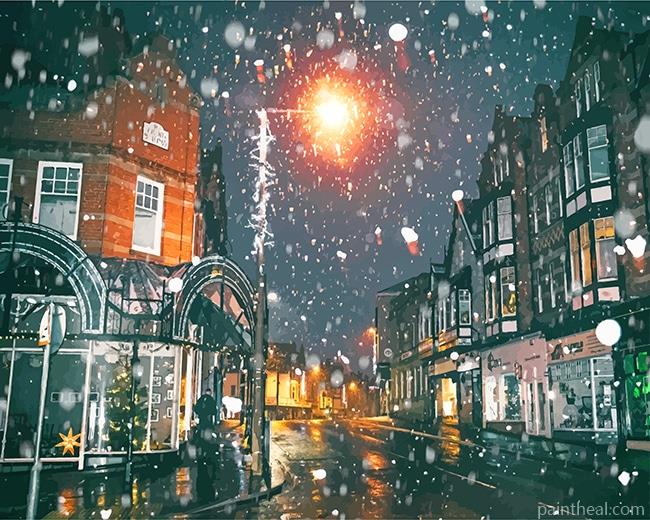 Rain of Snow In Town Painting By Numbers Kits