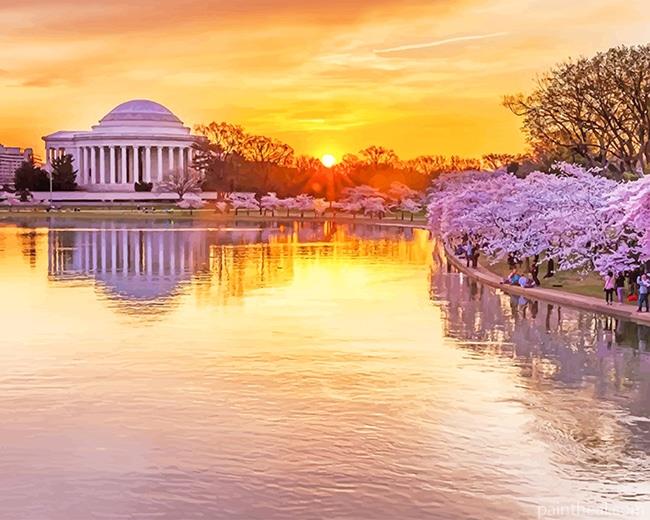Thomas Jefferson Memorial At Sunset Painting By Numbers Kits