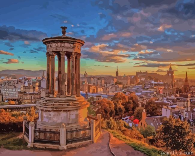 Sunset Dugald Stewart Monument Painting By Numbers Kits