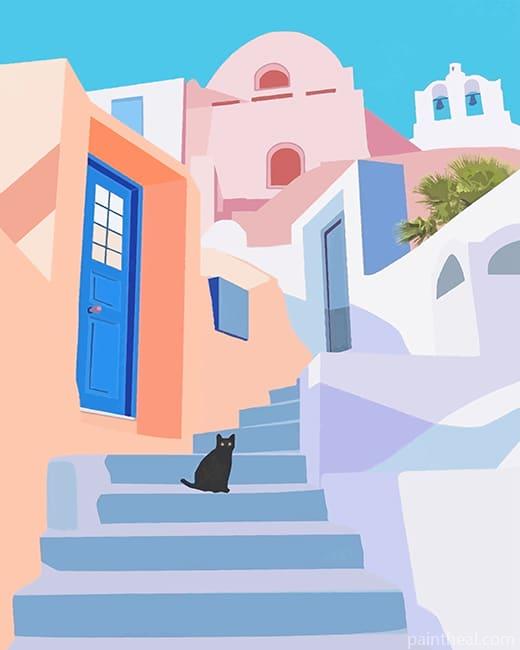 Illustration Santorini Painting By Numbers Kits