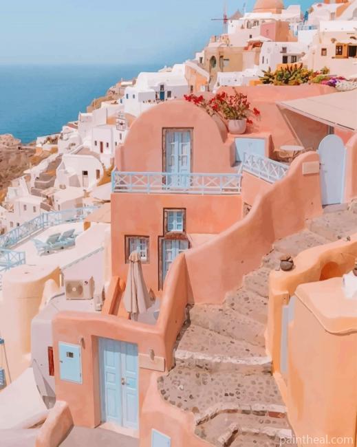 View In Santorini Greece Painting By Numbers Kits