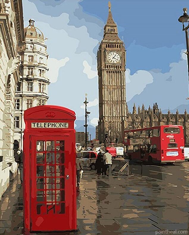 Phone Booth In london Painting By Numbers Kits