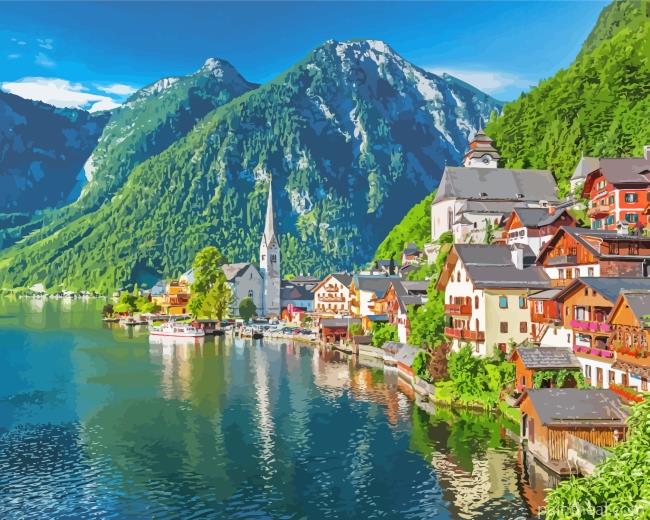 Austria Hallstatt Town Painting By Numbers Kits