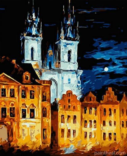 Blue Castle Leonid Afremov Painting By Numbers Kits