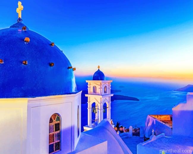 Santorini Greece View Painting By Numbers Kits