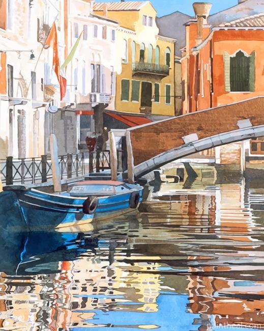 Italy Canal Boat Painting By Numbers Kits