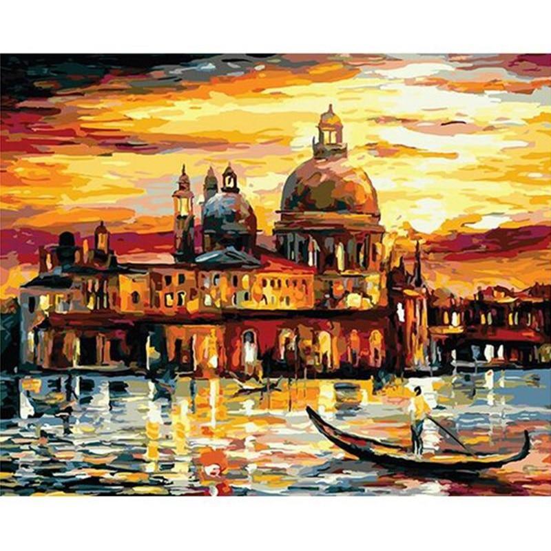 Golden Sky On Venice Art Painting By Numbers Kits