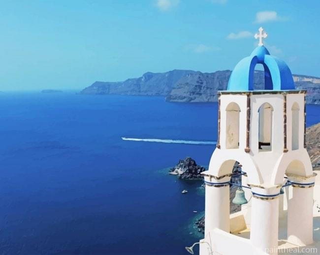 Oia Santorini Church Painting By Numbers Kits
