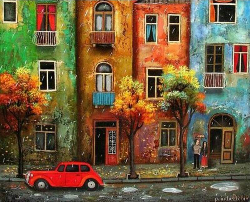 Colorful City Buildings Painting By Numbers Kits