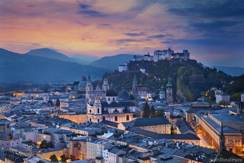 Salzburg City At Night Painting By Numbers Kits