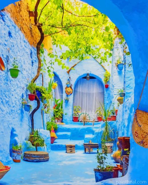 Blue City Chefchaouen Painting By Numbers Kits