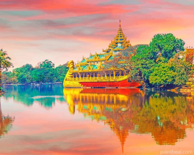 Myanmar Karaweik Palace Painting By Numbers Kits