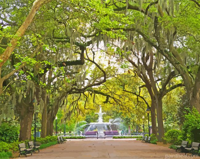 Forsyth Park Savannah GA Painting By Numbers Kits