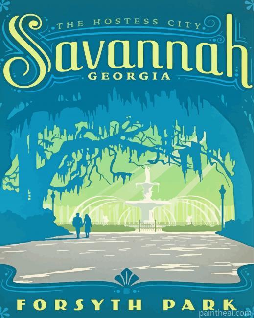 Aesthetic Savannah GA Poster Painting By Numbers Kits