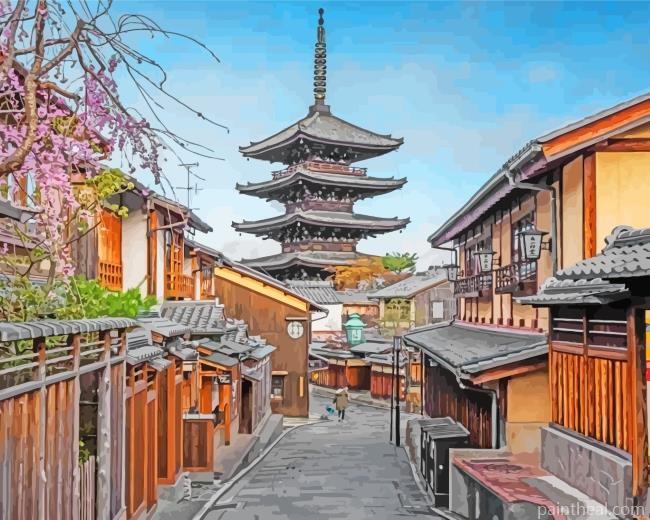 Japan Kyoto Streets Painting By Numbers Kits