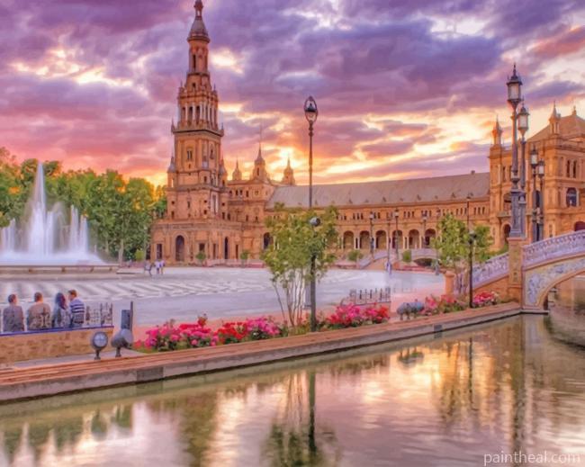 Plaza De Espana Historical Landmark Seville Painting By Numbers Kits
