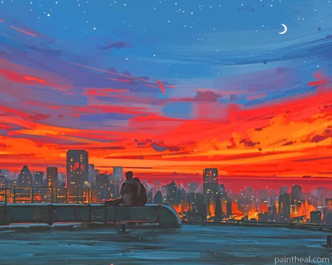 Aesthetic Anime City Painting By Numbers Kits